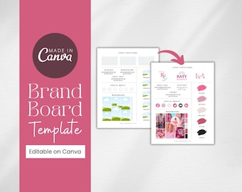 Bewerkbare sjabloon voor merkbord, Canva-brandgids (digitale download)