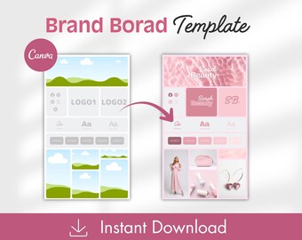 Pink Brand Board Template, Canva Brand Guide, Branding Kit (Digital Download)