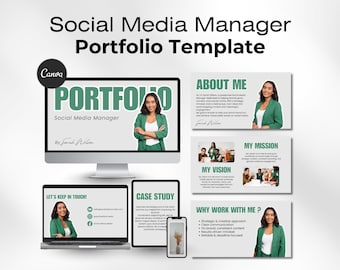 Plantilla de portafolio para gestor de redes sociales (editable en Canva) – Asistente virtual