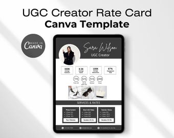 Grille tarifaire UGC, modèle Canva, guide de tarification pour les influenceurs