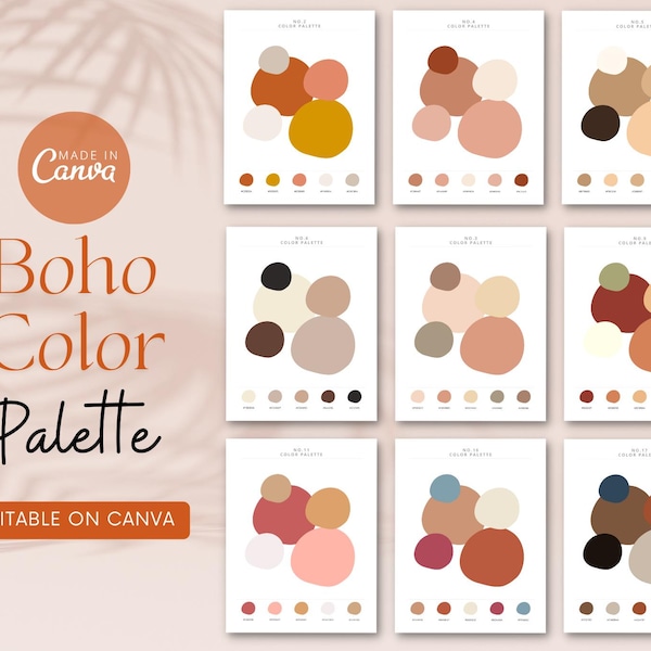 Boho Brand Color Palette Canva With Hex Code, Color Palette Bundle ...