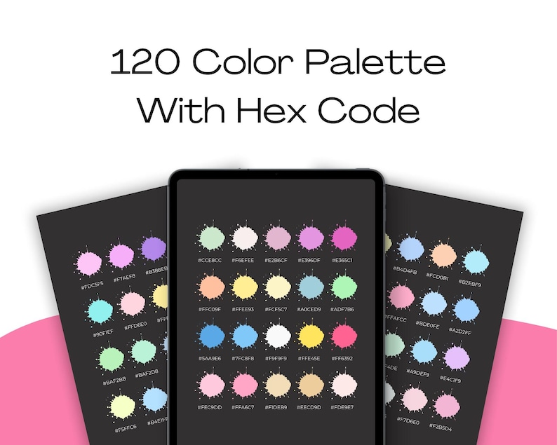 120 Pastel Color Palette | Hex Codes, Canva Template (instant Download ...