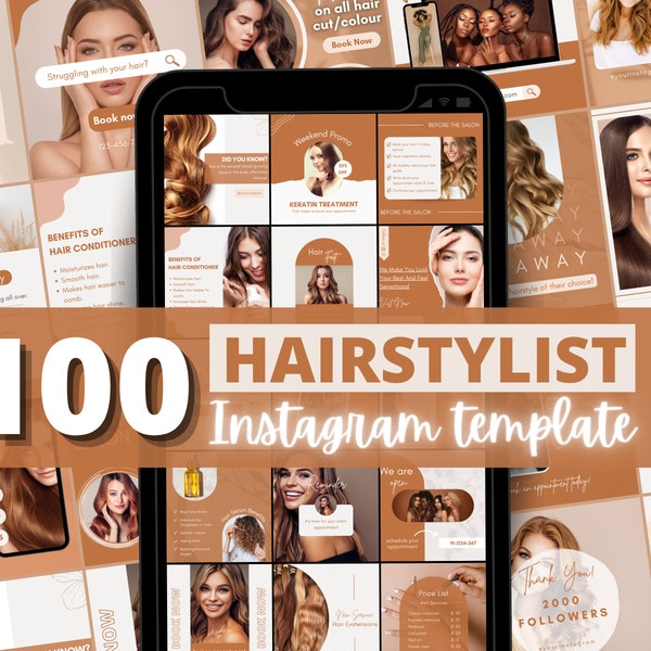 100 Hairstylist Instagram Templates | Hair Salon Templates | Beauty Business | Esthetician Instagram Template | Hairstylist Content.