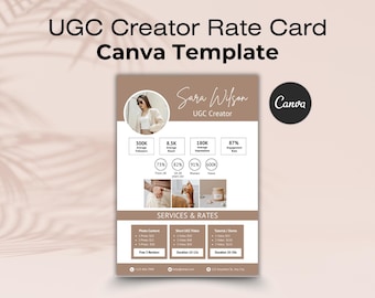 Tableau des tarifs UGC, modèle Canva, tarification du créateur de contenu