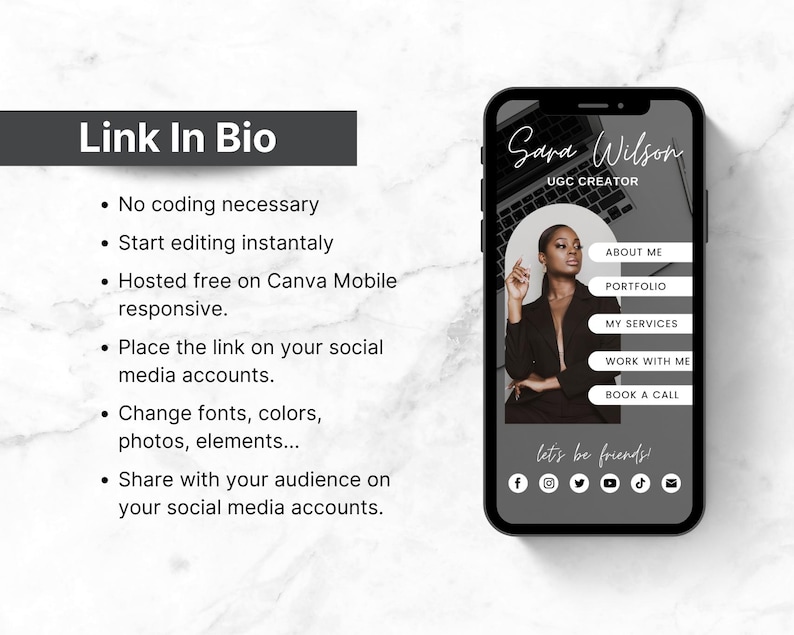 Instagram Link in Bio Canva Template, Website Landing Page (digital ...