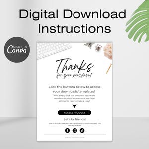 Digital Download Instruction Template, Canva Instructions, Digital ...