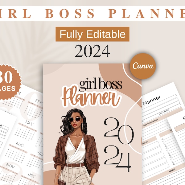 Girl Boss Planner Vorlage, Black Woman Planner 2024, Lady Boss Planner, Small Business Planner, Black Girl Planner, weiblicher Boss Planner