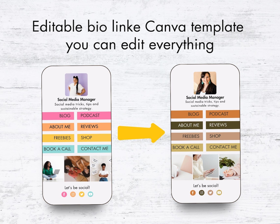 Instagram Link in Bio Canva Template, Colorful Design (digital Download ...