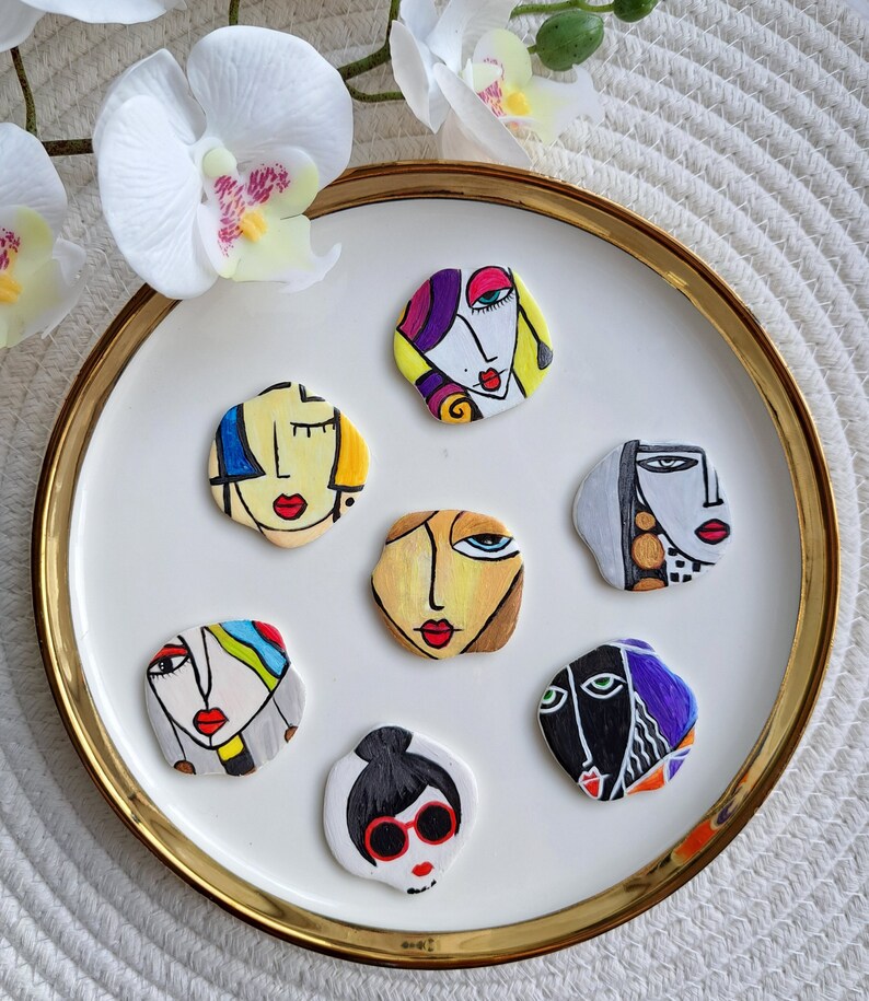 Unique Handmade Polymer Clay Brooch With Colorful Acryl Painting Fun ...