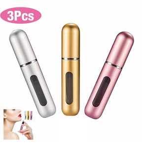 3Pcs 5ml Mini Refillable Travel Portable Perfume Atomizer Bottle Spray Pump Case