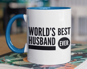 World's Best Husband Ever 11oz Two-Tone Coffee Mug, Husband Anniversary or Birthday Gift, New Husband Gift, Husband Gift from Wife