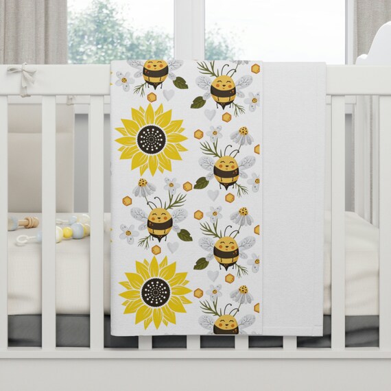 Sunflower Blanket Unisex Bumble Bee Baby Shower Soft Fleece Baby Blanket Nursery Decor Etsy UK