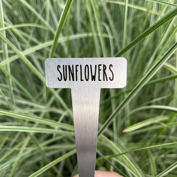 Garden Markers | Metal Garden Marker | Herb Label | Garden Tag | Personalized | Small Stainless steel Yard Stake w/ Customized Engraving