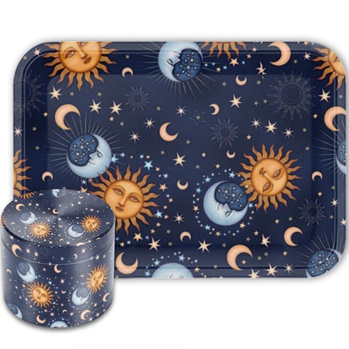 Rolling Tray and Grinder Kit Mushroom Psychedelic Set Gift Etsy