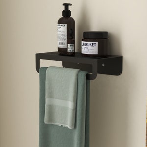 Metal Bathroom Shelf, Shower Rack, Wall Mounted Stainless, Towel Organizer, Toilet Holder Accessories, Black White