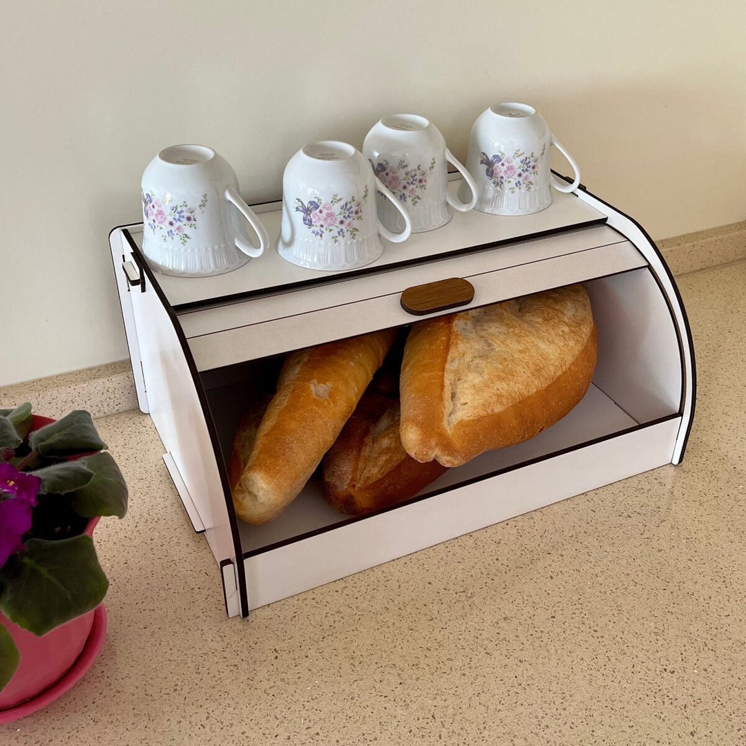 Wooden Bread Box Sliding Lid Bread Basket With Storage Etsy