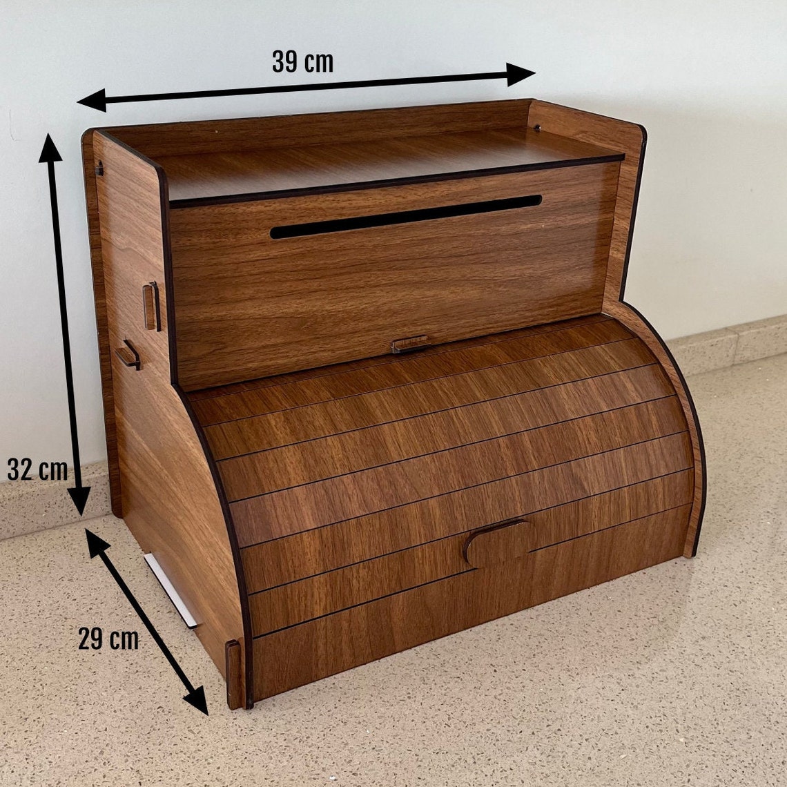 Wooden Bread Box, Paper Towel Holder, Sliding Lid Bread Basket With