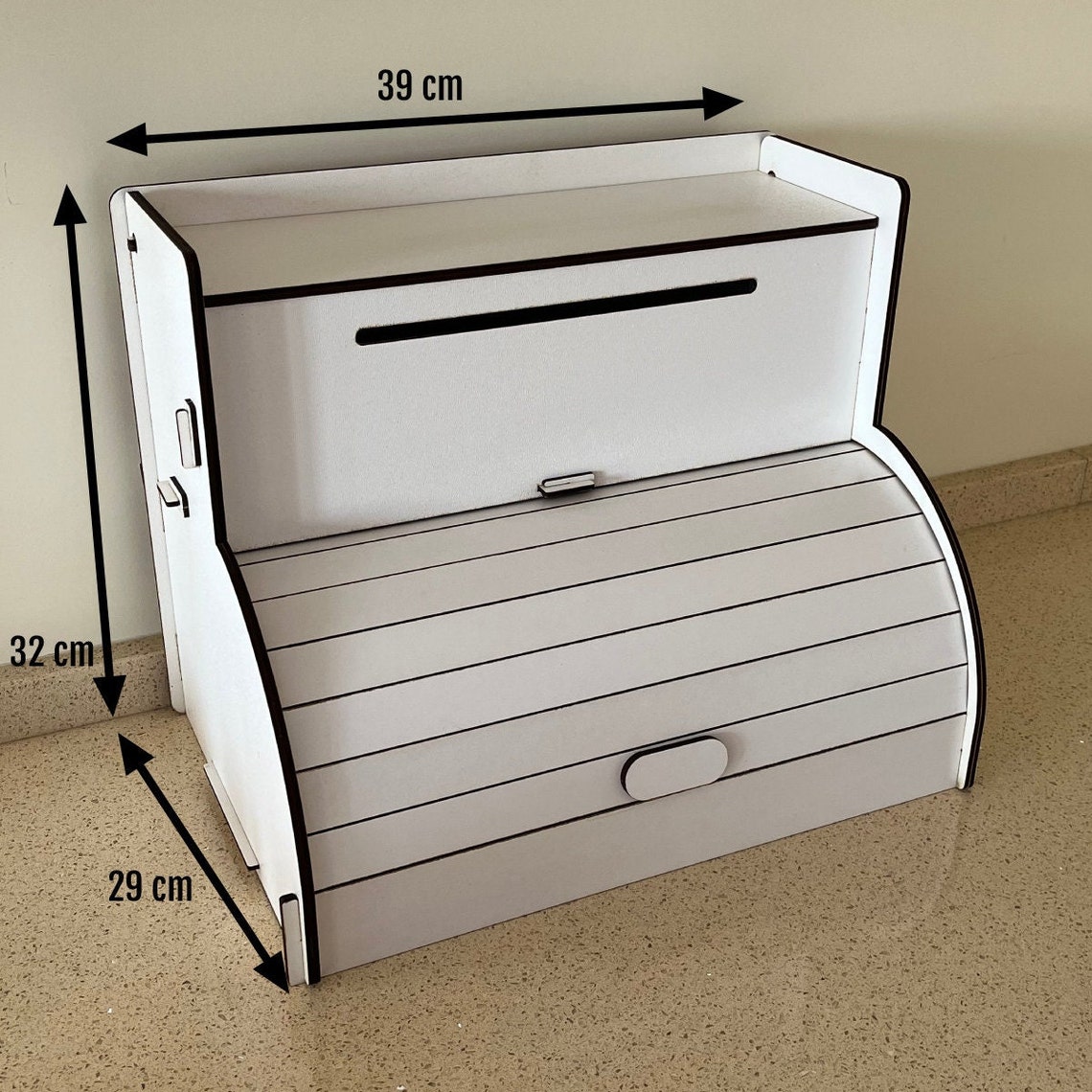 Wooden Bread Box, Paper Towel Holder, Sliding Lid Bread Basket With