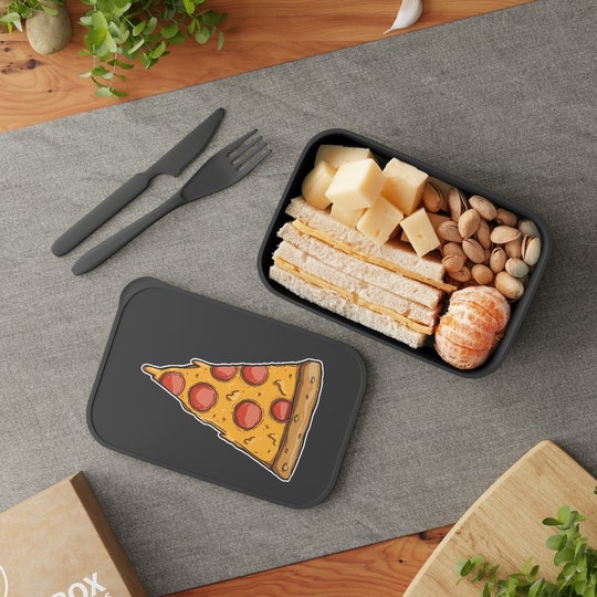 Disover Pizza PLA Bento Box with Band and Utensils