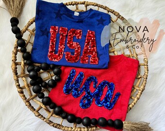 USA Toddler Youth Applique Tshirt, Fourth of July Monogram Top, USA Shirt, 4th of July Shirt, Embroidered TShirt, 4th of July, 4th Apparel