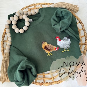 Fluffy Chicken Sweatshirt,  Embroidered Chicken Sweater, Fluffy Chickens, Chicken Obsessed, Gifts, Chicken lover gifts,
