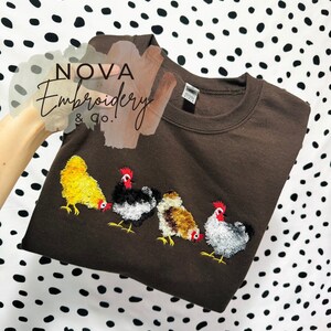 Fluffy Chicken Sweatshirt/TShirt, Chicken lover gift, Fluffy Chickens, Chicken obsessed, Embroidered Chicken Sweatshirt, Chicken Tshirt