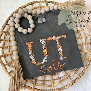TN Vols shirt, Embroidered Vols TShirt, Embroidered Vols  Shirt, Tennessee Volunteers Shirt, Floral Embroidery, Vols Shirt, TN Vols Gift