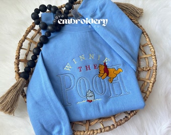 Winnie the Pooh sweatshirt, Winnie the Pooh Tshirt, Embroidered Tshirt, Gift for her, Winnie the Pooh Sweater, Embroidered Pooh Shirt