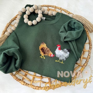 Fluffy Chicken Sweatshirt,  Embroidered Chicken Sweater, Fluffy Chickens, Chicken Obsessed, Gifts, Chicken lover gifts,