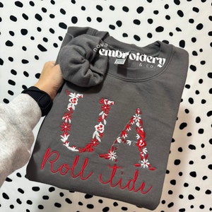 Alabama Embroidered Sweatshirt & tshirt, Roll Tide Roll , Crimson Tide, College Team Sweatshirt, University of Alabama tshirt