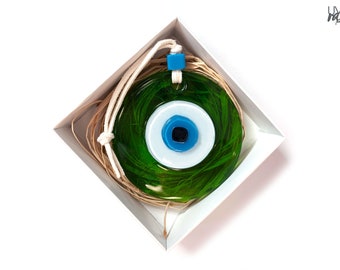Evil Eye Transparent Green - Handmade Evil Eye Decor - Good Luck Gift, Home Protection, Unique Favors Gifts, Wall Hanging, Birthday Gift