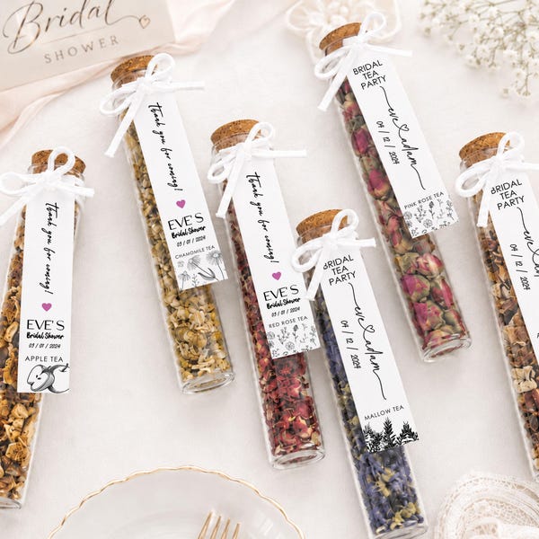 Bridal Shower Tea Party Favors – Love Is Brewing Personalized Tea Tubes in Bulk
