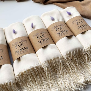 Cream Pashmina Shawl - Wedding Favors for Guests in Bulk, Shawls for Wedding, Wedding Shawl Scarves, Wedding Scarf, Bridesmaid Shawl