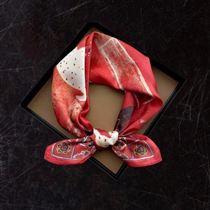Silk Square Scarf, Women's Scarf, Fashion Scarf, Bandana,van gogh paint scarf, Headband, Bag Accessory, Gift Idea flower scarf ,55*55cm/25