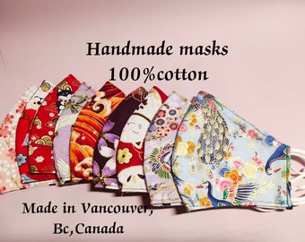 Handmade 100% cotton mask cute mask floral mask face mask gift for her Japanese farbric