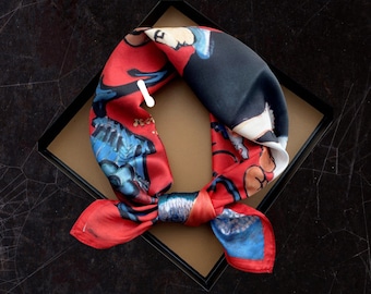 Silk Square Scarf, Women's Scarf, Fashion Scarf, Bandana, Headband, van gogh paint scarf,Bag Accessory, Gift Idea flower scarf ,55*55cm/9