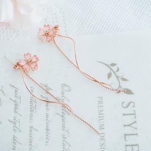 Pink sakura earrings rose gold earrings cherryblossom earrings
