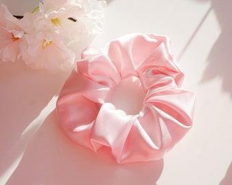 Pink Satin  SCRUNCHIES  - handmade hairtie - Gifts - Cute - Aesthetic-haircare-cute hair tie floral hair tie