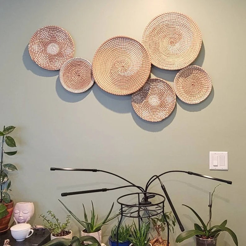 Set of 3 Woven Wall Baskets Decor Round Hanging Wall Basket - Etsy
