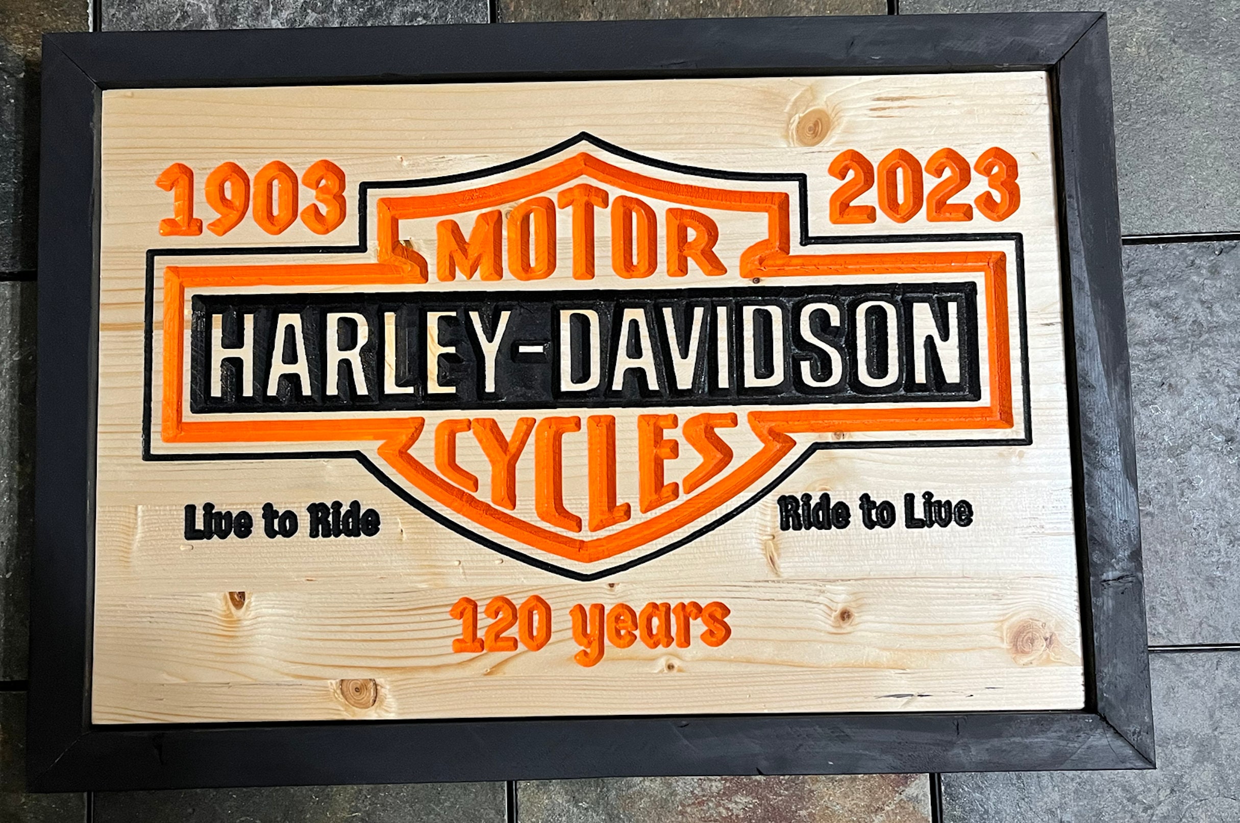 Harley Davidson Wood 120 Year Anniversary Garage Wall Sign Etsy