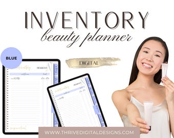 Blue Beauty Product Inventory Book: Digital Planner (PDF)
