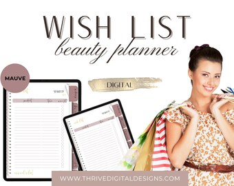 Digital Beauty Wish List Book: Mauve Portrait Planner (PDF)