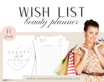 Beauty Shopping Wish List Printable: Makeup, Skincare, Haircare, Nails, Fragrances (PDF Download)
