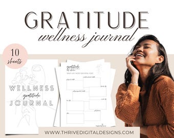Gratitude Journal Printables: Wellness Reflections, Journal Prompts (Digital Download)