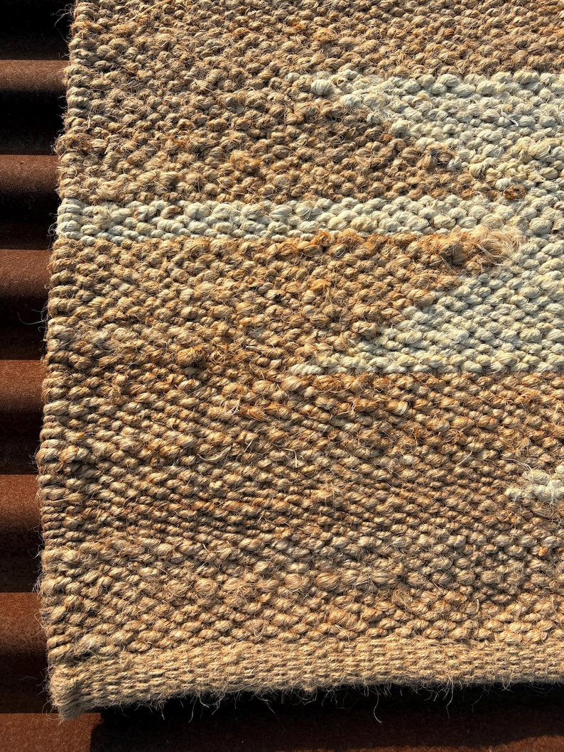 Handmade Rug-Natural Jute Runner Rug Hallway Rug Stair Rug Custom Size Rug Kitchen Rug Handwoven Rug Vintage Rug Bohemian Rug Area Rug 2x3