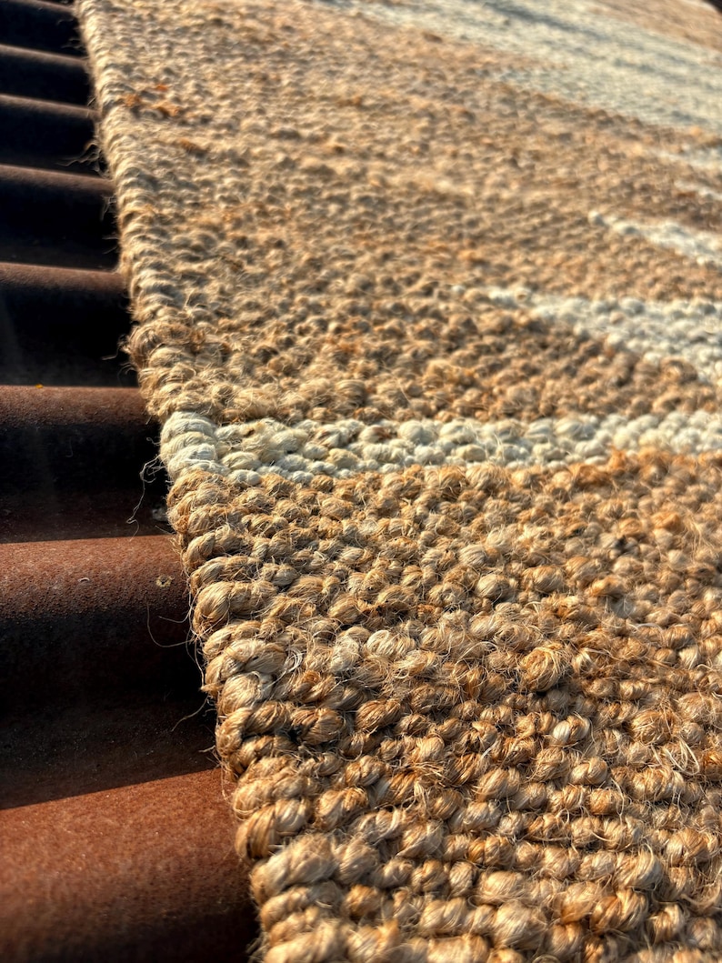 Handmade Rug-Natural Jute Runner Rug Hallway Rug Stair Rug Custom Size Rug Kitchen Rug Handwoven Rug Vintage Rug Bohemian Rug Area Rug 2x3