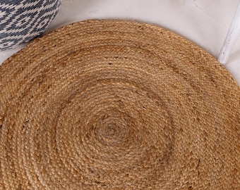 Handwoven Round Jute Rug – Natural Boho Circle Rug for Home Décor"Jute Braided  Rug  Circle  Jute Rug, Round  Area Rug, Living Room 5x5 6x6