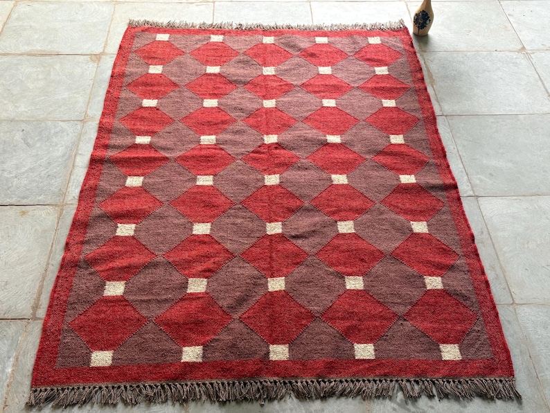 Wool Jute Rug Handwoven Rug Boho Rug Vintage Decor Rug Hallway Kilim Runner  Custom Size Rug Bohemian Rug BedRoom Rug living Room Rug 8x10