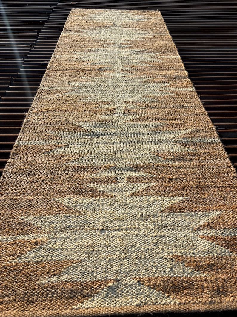 Handmade Rug-Natural Jute Runner Rug Hallway Rug Stair Rug Custom Size Rug Kitchen Rug Handwoven Rug Vintage Rug Bohemian Rug Area Rug 2x3