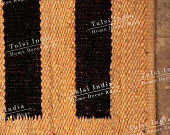 natural hemp jute runner rug, checkerboard jute hemp rug, hemp rug for hallway rug, brown and black hemp jute rug
